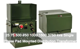 25 75 500 750 1000 1500 3750 Kva jednofazni distributivni transformator na ploči